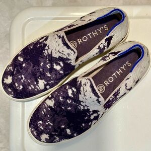 Rothy's Women's Shibori Ocean Iris Sneakers Purple and White Slip-On Shoes 6.5